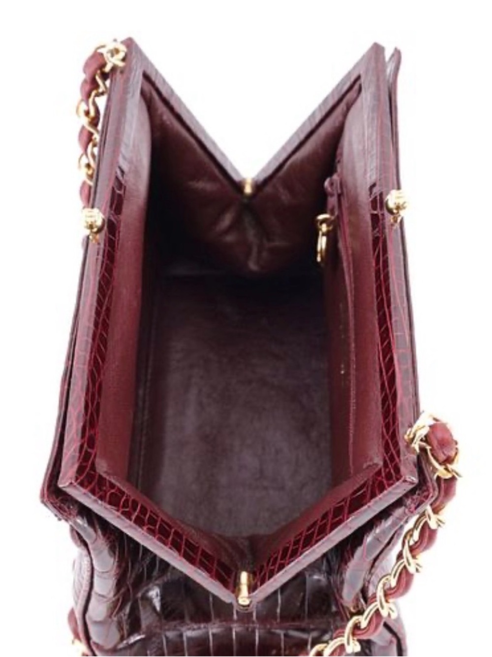 Chanel Vintage Bordeaux Crocodile Kisslock Evening Bag - Picture 6 of 7